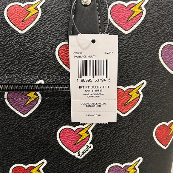 Coach (NWT) Gallery Tote Bag with Heart Bolt Print - Picture 8 of 15